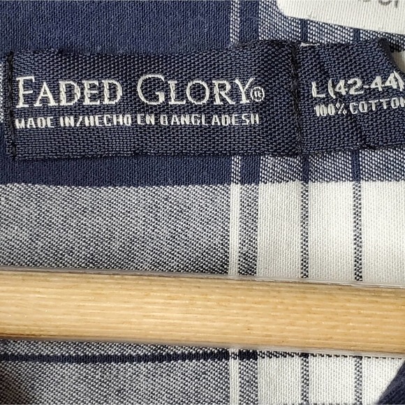 Faded Glory Button Down Shirt Plaid Sz Lg - Picture 5 of 8